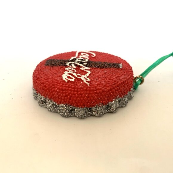 4 Coca-Cola Glitter Ornaments Diner Coke Can Bottle Cap Polar Bear Christmas Vtg - Picture 7 of 13